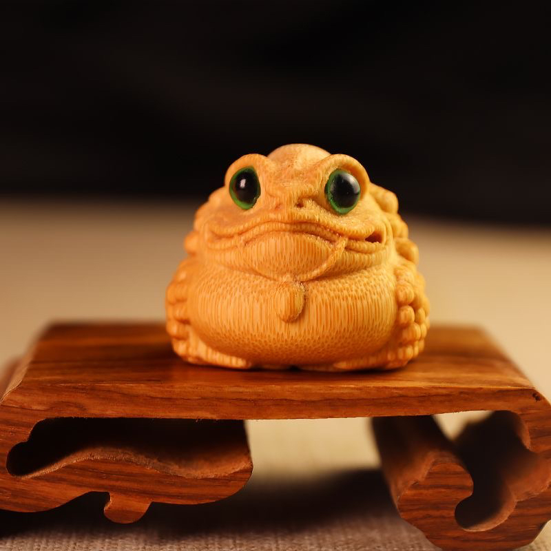 【衔宝金蟾】实心竹招财蛤蟆手把盘玩件三足蟾蜍茶宠摆件送礼收藏