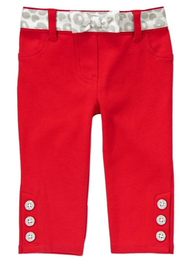 美国正品 Gymboree金宝贝 女豹纹蝴蝶结腰带长裤 现货18-24/12-18