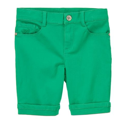 美国正品 Gymboree金宝贝 女童草绿卷边五分裤 现货5