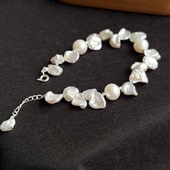 祈鹿｜天然淡水巴洛克珍珠S925银手链女百搭感精致简约小众礼物女