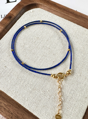 祈鹿 原创 ｜天然青金石女款极细小米珠手链时尚百搭显白