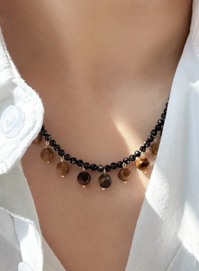 Luma 天然黑尖晶石项链虎眼石春天项S925银1