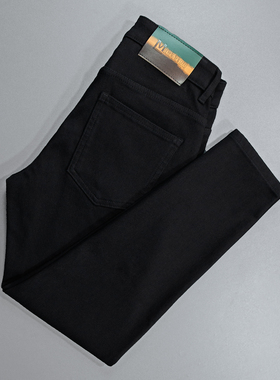 轻奢九分牛仔裤男士高端莱赛尔四面弹力帅气百搭纯黑色修身小脚裤