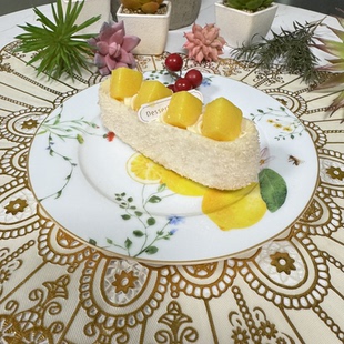 复古陶瓷蛋糕盘甜品盘家用下午茶点心盘子蛋糕盘 法式