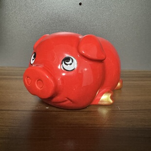 小猪存钱罐儿童发财猪扑满网红创意陶瓷储蓄罐不可取红储钱罐摆件