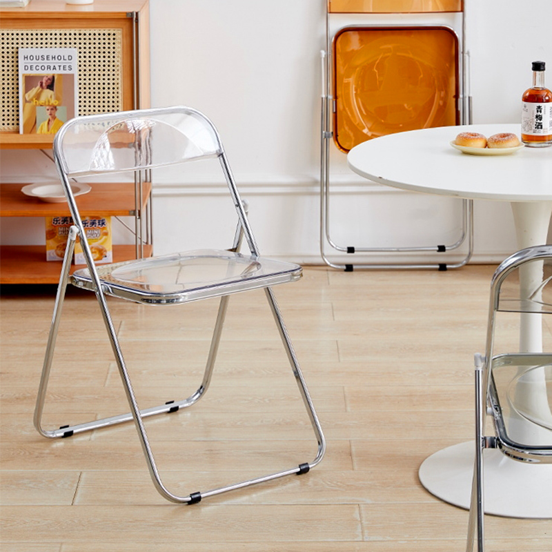 透明亚克力椅子家用折叠椅折叠凳现代网红餐桌餐椅凳子水晶椅子