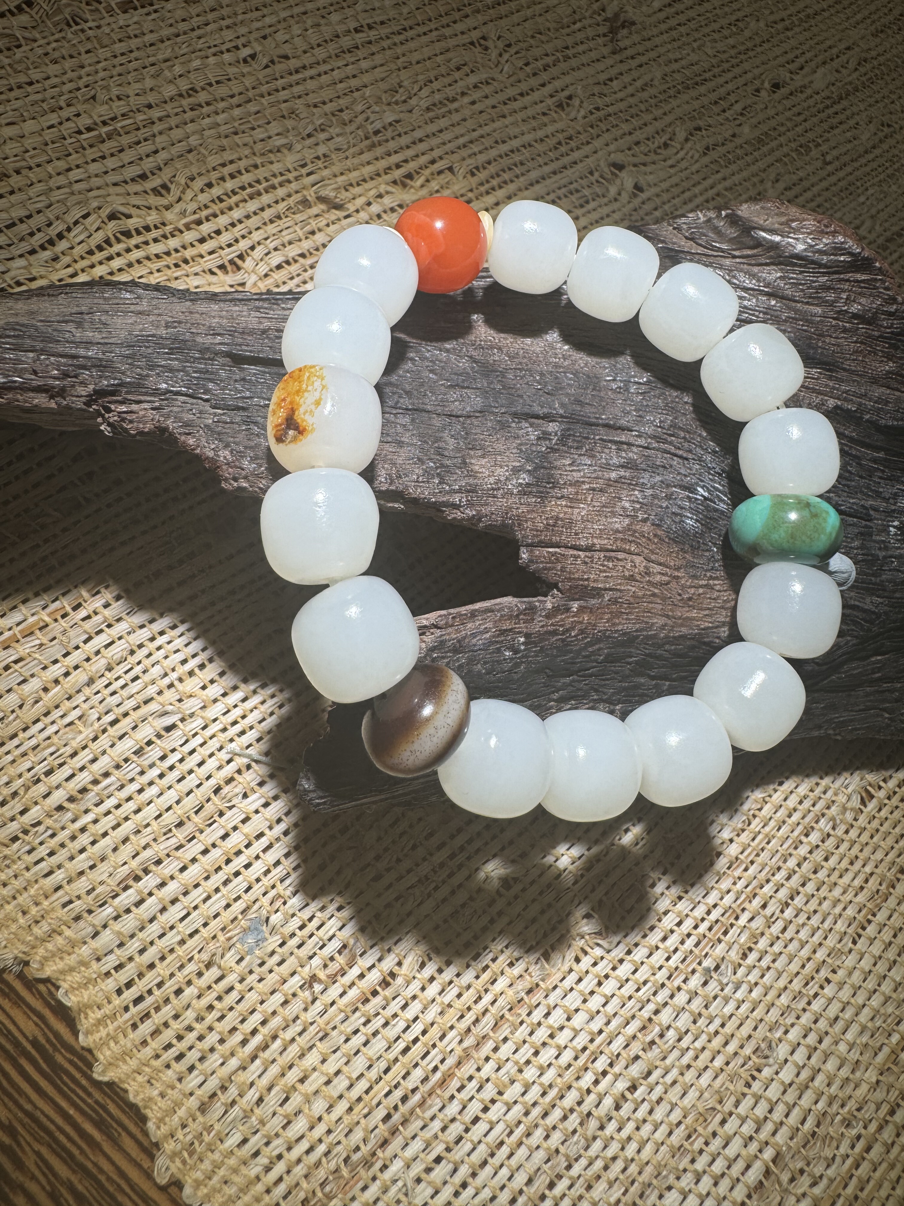 【尚臻玉典】尚峰纯手工雕刻新疆和田玉籽料12*13老型珠手串