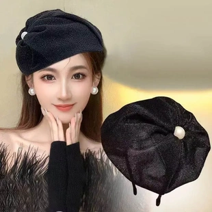 发箍宽边优雅气质半帽盖白发神奇四季珍珠头饰礼帽盖发缝高颅