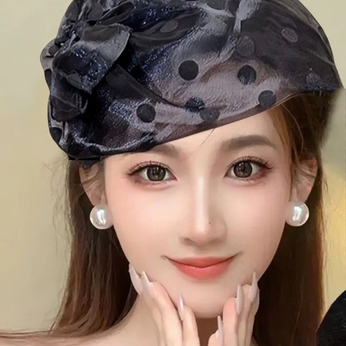 新款春夏时尚透气双层纱遮白发半帽洋气宽边发箍百搭头箍女士头饰