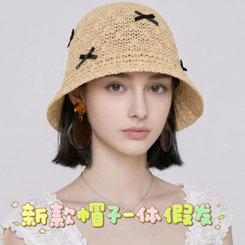春夏渔夫帽子假发一体女短直发内扣短直发透气镂空水桶帽连帽假发