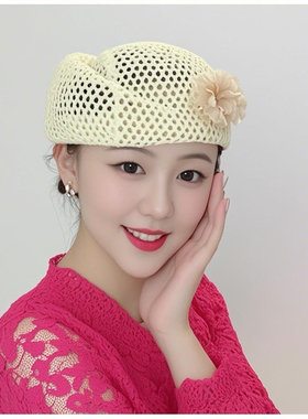 夏季镂空串花空姐帽女帽时尚韩版