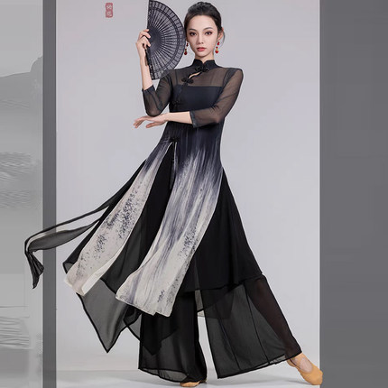古典舞蹈服装女飘逸纱衣练功服中国舞蹈服国风旗袍古风新款演出服