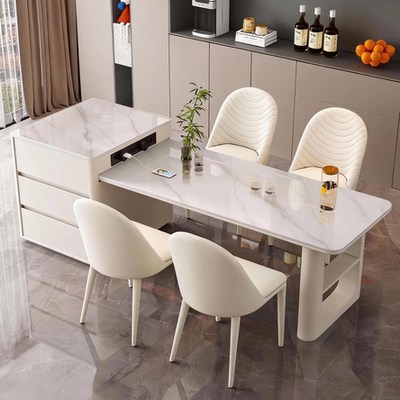 岩板岛台餐桌一体家用客厅可伸缩现代简约高级感2025新款吃饭桌子