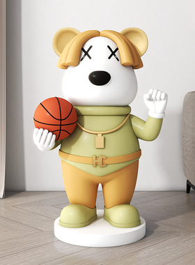 潮玩蓝球熊创意桌面摆件电视柜酒柜玄关树脂工艺品装饰品摆件礼物