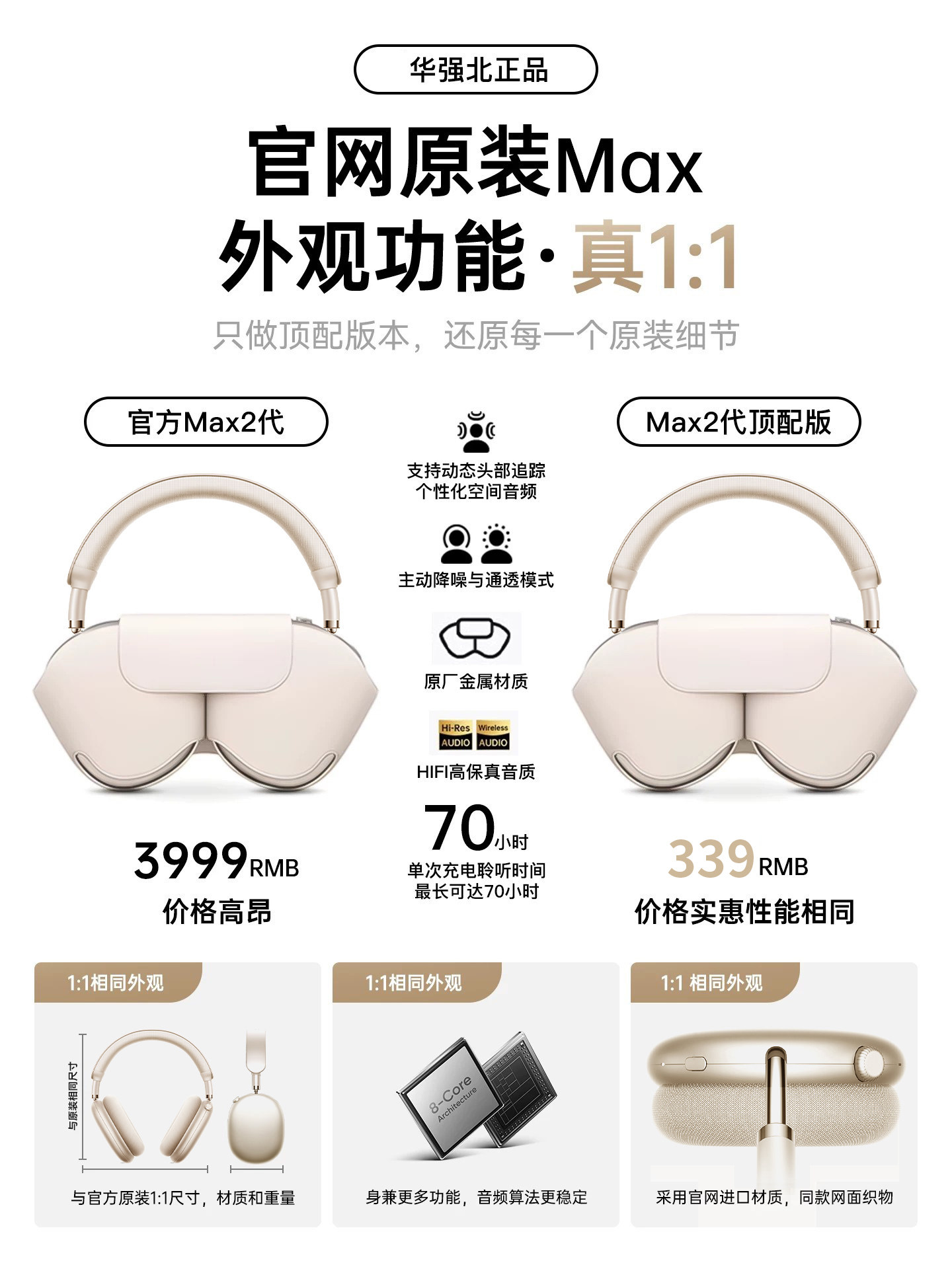 Huaqiangbei Max2 head-mounted Bluetooth headset 2026 new 2nd generation games are suitable for iPhone 17 active noise cancellation