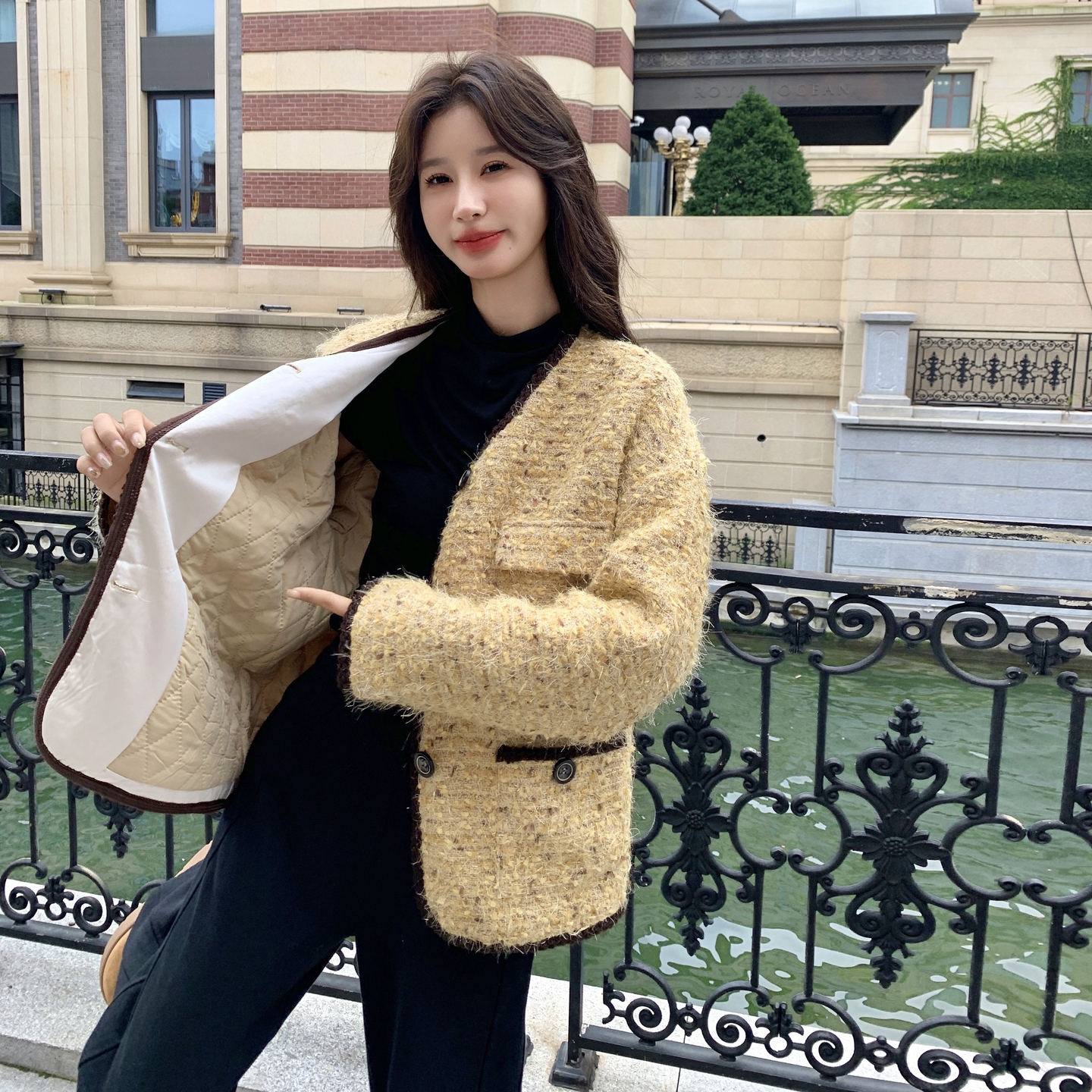 现货！2025年冬季高级感夹棉小香风时尚外套2C212-G178-P185-K258