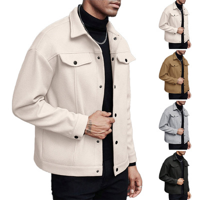 2026 Winter coat collar woolen men's casual business jacket