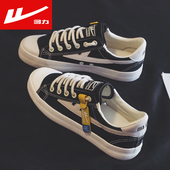 透气帆布鞋 男秋冬季 2025年新款 回力男鞋 潮流百搭运动休闲板鞋 黑色