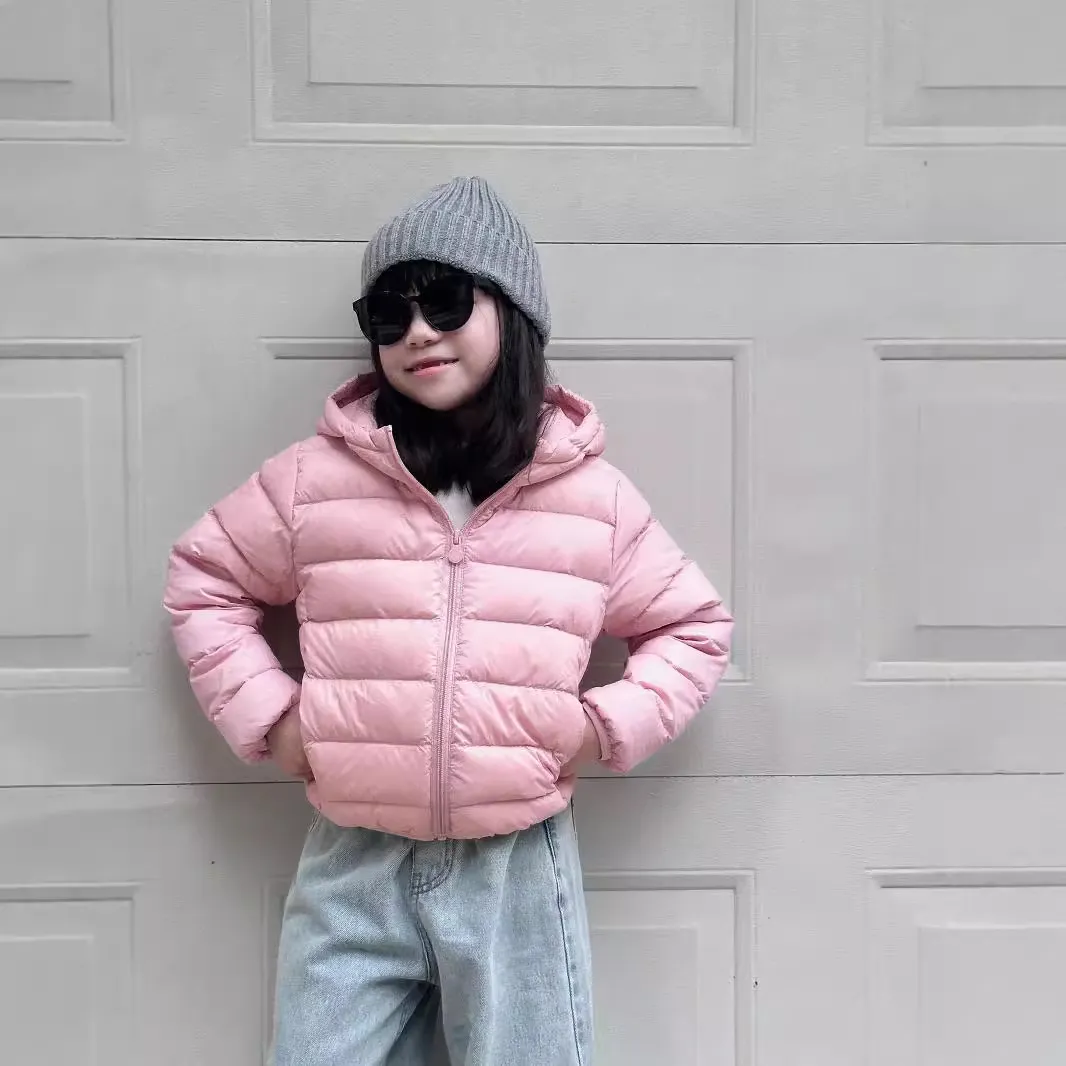小满鹅24年新款童装儿童轻薄羽绒服男童女童纯色连帽保暖内胆外套