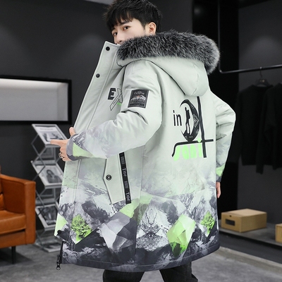 潮流连帽加厚中长款派克服