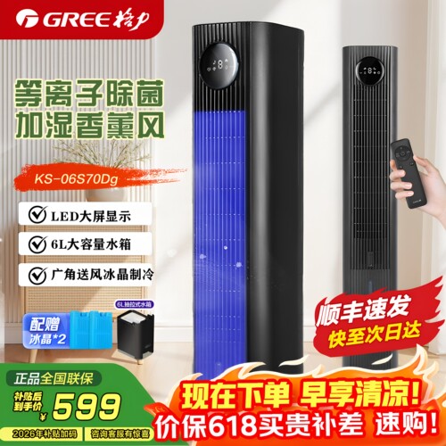 格力（GREE）【等离子除菌】空调扇冷风强力制冷风扇KS-06S70Dg