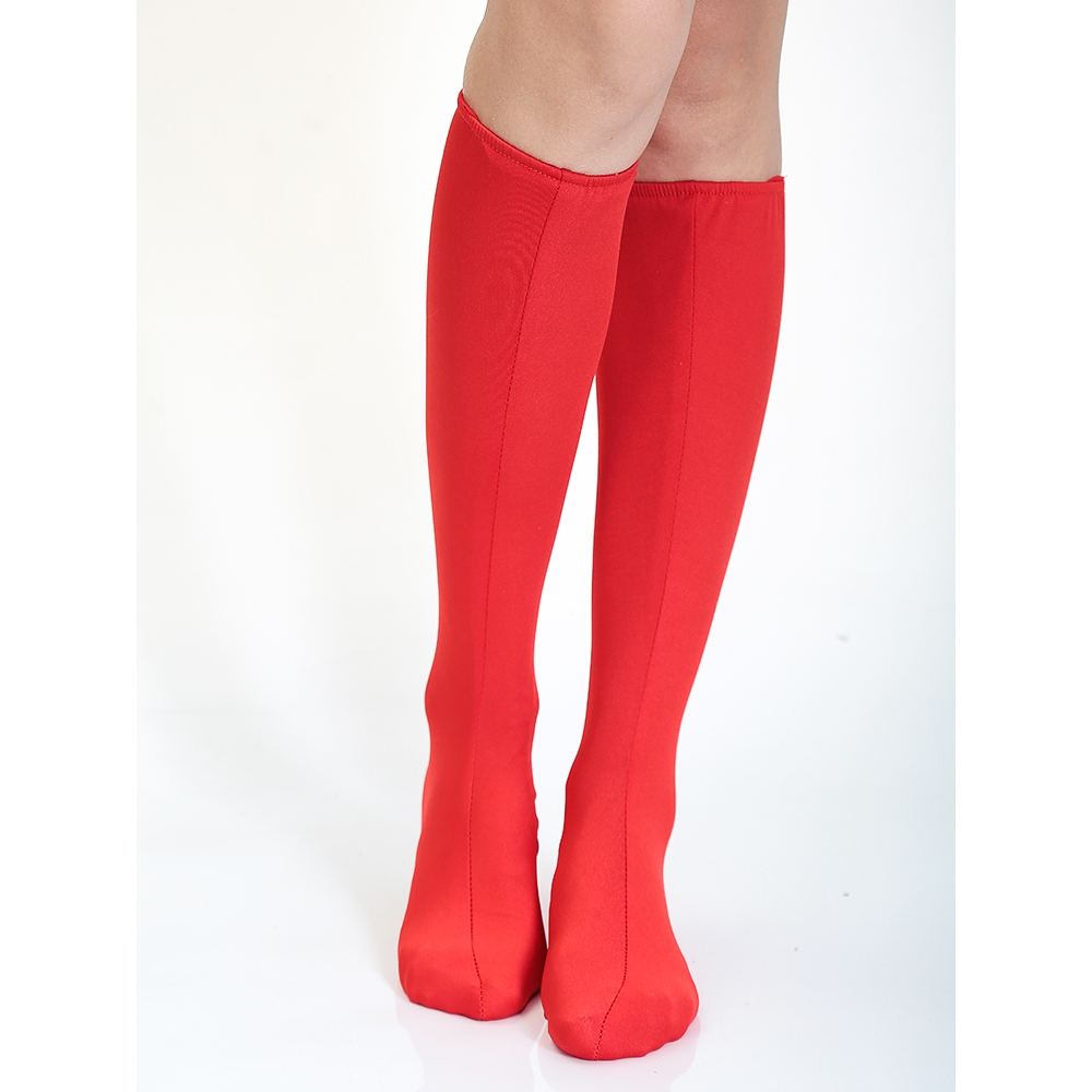 演出表演民族舞蹈鞋套高弹力蒙古袜靴套袜套无花红色氨纶布料鞋套