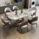 天然大理石意式 轻奢伸缩折叠方圆两用餐桌小户型可储物微晶石桌椅