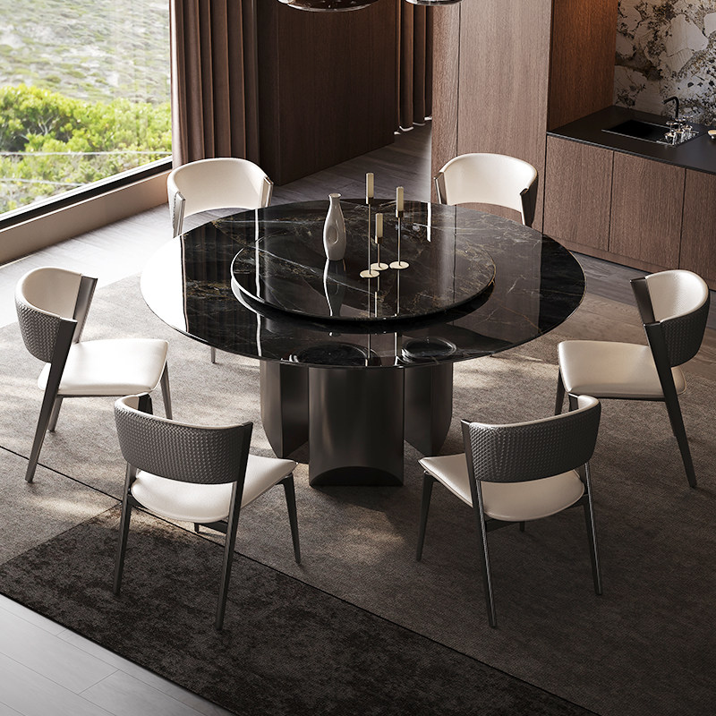 超晶石餐桌圆桌大户型桌椅组合圆桌大理石餐厅家用现代简约饭桌椅,住宅家具,大理石餐桌,淘宝优惠券,粉丝福利购,淘宝优惠卷
