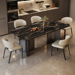 天然大理石36MM加厚意式轻奢石头餐桌现代简约家用长方形桌椅组合