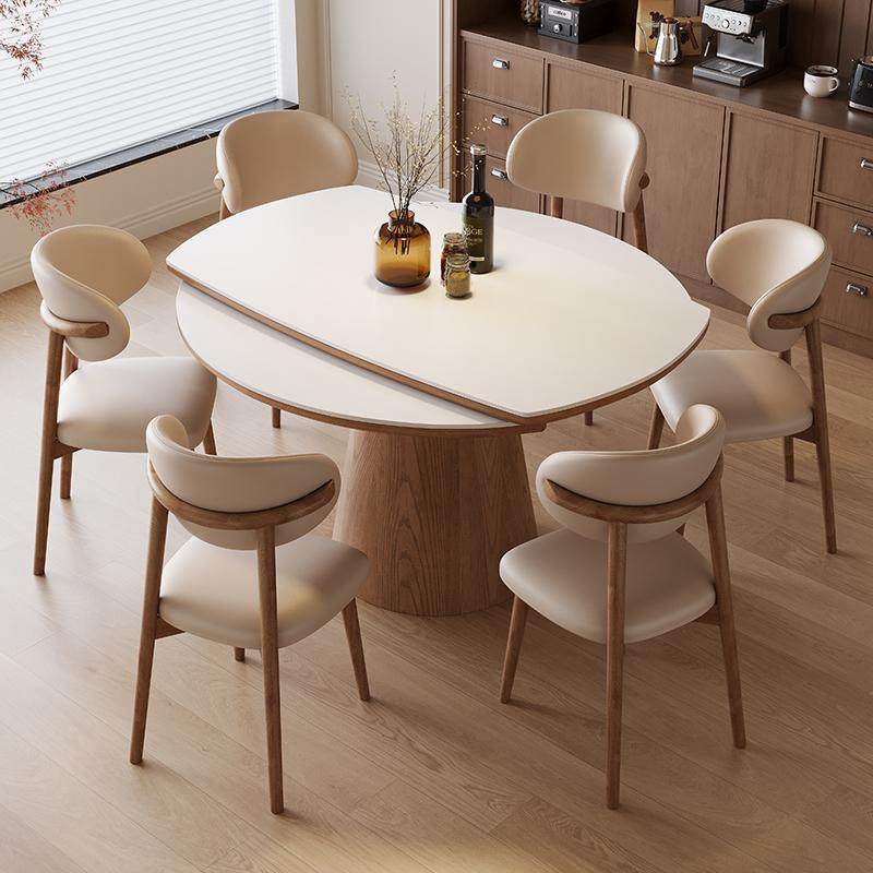 实木餐桌现代简约伸缩岩板餐桌餐厅方圆两用小户型圆桌椅组合家用,住宅家具,岩板餐桌,淘宝优惠券,粉丝福利购,淘宝优惠卷