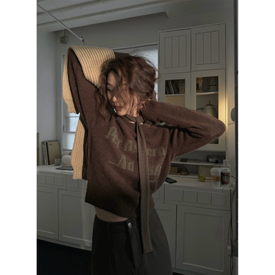 JMWOMEN  软糯糯 复古内搭针织毛衣女冬新款加厚宽松短款套头上衣