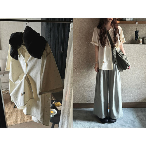 宽松碎花衬衫复古风韩系