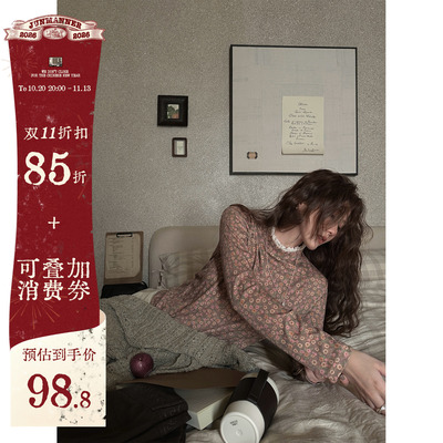 复古港风碎花针织上衣T恤