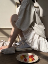 JMwomen丢了一个云朵白色蛋糕半身裙女夏季轻薄短款蕾丝拼接裙子