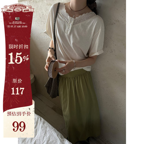 日系棉麻复古风森系短袖