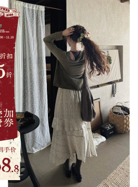 显瘦蛋糕裙复古碎花半身裙
