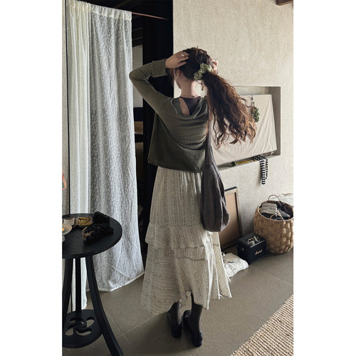 显瘦蛋糕裙复古碎花半身裙