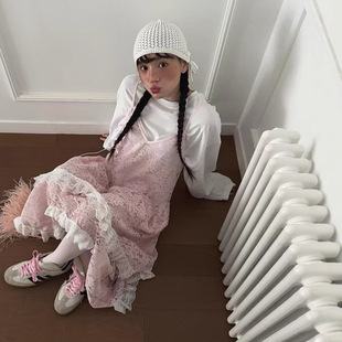 Monday JA 新品 甜美不规则拼接蕾丝吊带连衣裙女春夏叠穿长裙子