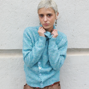 Monday JA 韩系甜美半高领针织衫软糯开衫女秋冬季慵懒毛衣外套