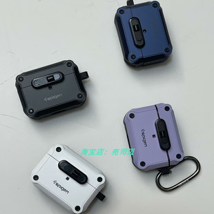 Spigen卡扣耳机包适用于苹果AirPods pro 3/4/3/pro 2耳机套挂钩保护套三星Galaxy buds3/3pro防摔护角耳机包