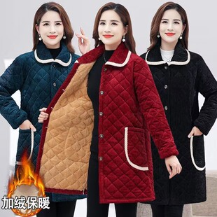 加绒夹棉保暖罩衣女装 冬季 棉袄加厚工作服灯芯绒棉服加肥加大外套