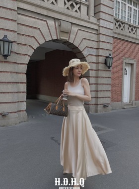 H.D.H.Q【Gold standard】金标-圣芭芭拉重磅香槟A字大摆长半裙