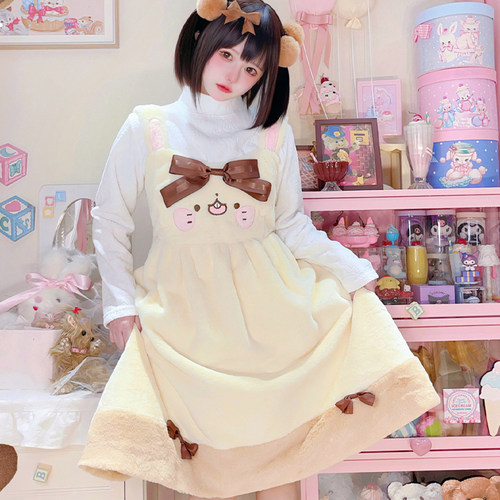兔糯糯lolita毛绒连衣裙秋冬