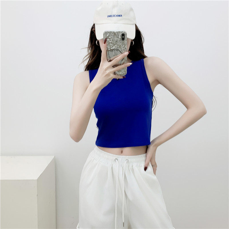 莫代尔吊带背心女短款无袖薄款冰丝瑜伽爵士舞蹈服健身运动上衣夏