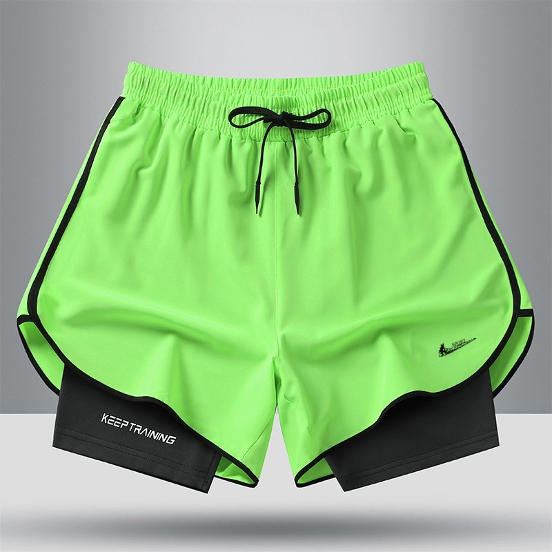 耐克顿假两件运动短裤夏季男女跑步训练健身防走光双层速干三分裤