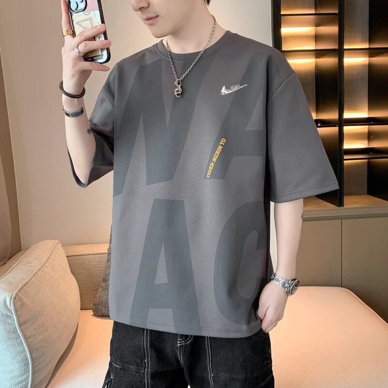 耐克顿短袖T恤男士夏季新款时尚大码半袖潮牌青少年冰丝宽松体恤