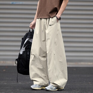 米色直筒工装 男宽松休闲裤 裤 大码 子 耐克顿美式 男装 弯刀阔腿裤