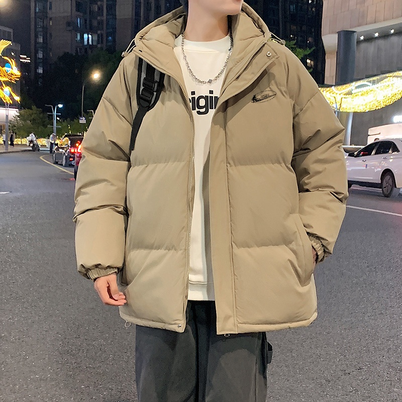 耐克顿男士加厚连帽棉衣冬季潮流宽松保暖面包服情侣简约纯色外套