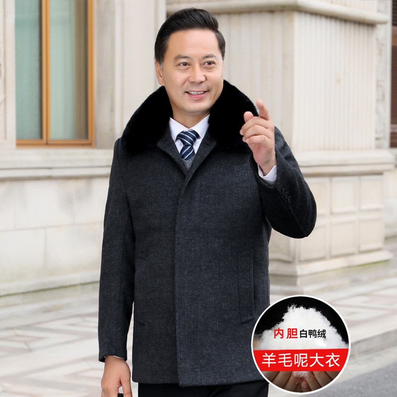 8122/羽绒大衣男爸爸中长款呢大衣外套老人羊毛风衣商务男装,男装毛呢大衣,星座1216（原钱塘722）