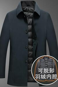 可脱内胆！8909/商务绅士羽绒服中老年爸爸翻领钮扣羽绒衣图片